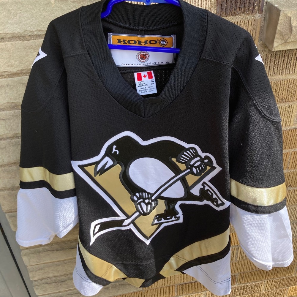 Pittsburgh Penguins Kids Youth Small Medium Jersey Black Gold NHL Koho Boys